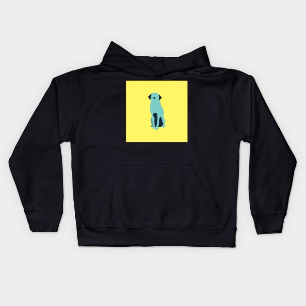 Blue Dog on Yellow Kids Hoodie by greenoriginals